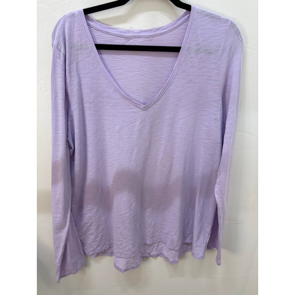 Lilly Pulitzer Lavender Purple V-Neck Long Sleeve Pima Cotton Slub Top Large